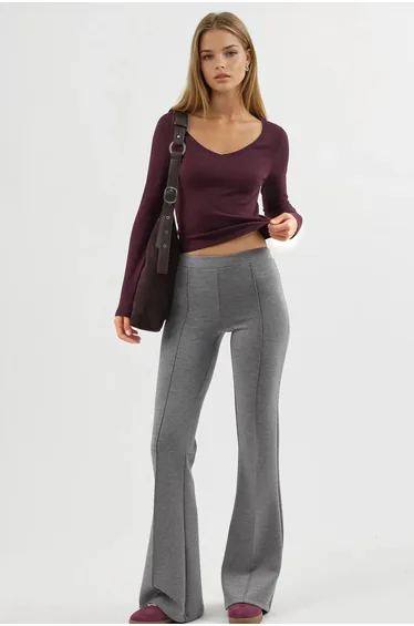BUSEM Ribbed Elastic Flare Pants