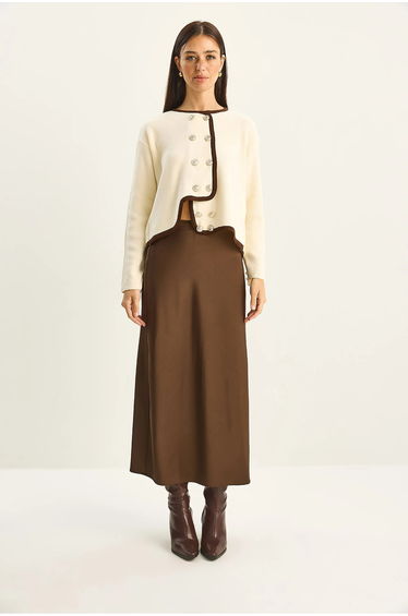 LUCCI Ribbed Knit Button-Up Cardigan