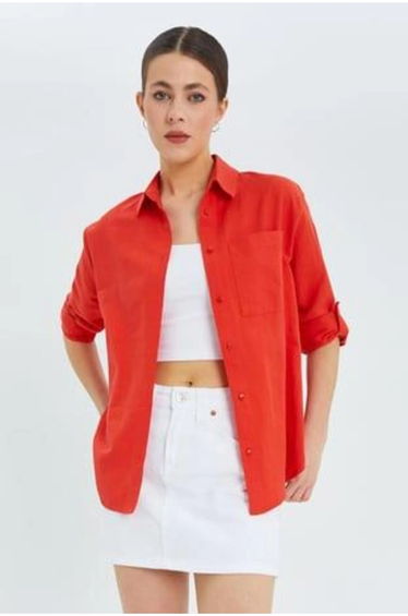 Mixray Long Sleeve Button-Up Shirt with Pocket