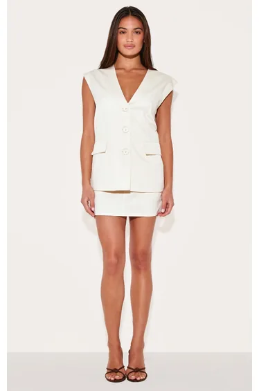 Cream Oversized Tailored Woven Waistcoat