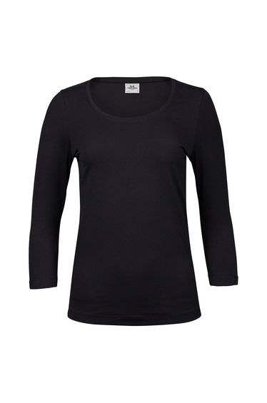 Tee Jays Womens/Ladies Stretch 3/4 Sleeve T-Shirt - Black