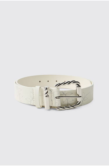 PU Floral Belt - ecru