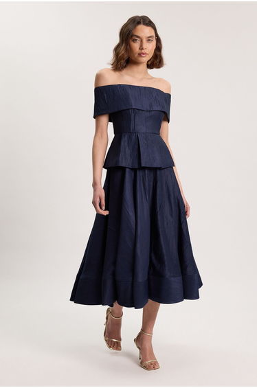 Textured Tailored Twill Bandeau Top