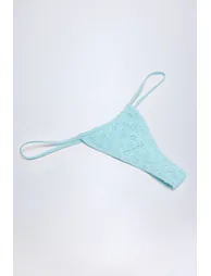 Broderie Anglaise Drawstring Bikini Bottoms in Powder Blue - 3