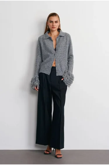 Dilvin High-Waist Wide-Leg Pleated Trousers