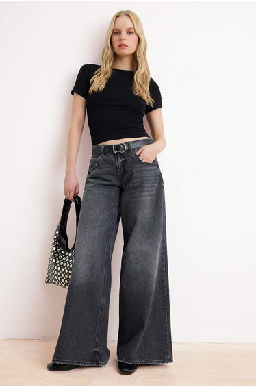 Black Shirred/Drape Detailed Fitted Knitted Blouse