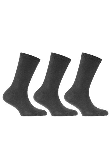 Childrens/Kids Plain Cotton Rich School Socks (Pack Of 3) - Grey