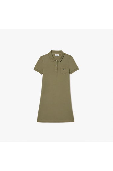 Girl's Lacoste Juniors Piqué Polo Dress in Green