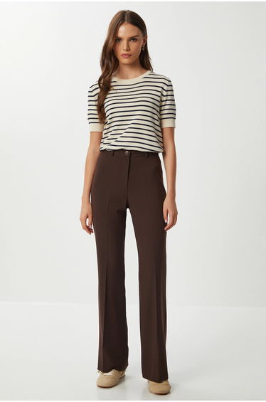 ISTANBUL High Waist Flare Pants with Zipper