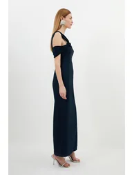 Compact Stretch Viscose Tailored One Shoulder Dress - 2