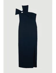 Compact Stretch Viscose Tailored One Shoulder Dress - 3