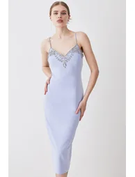 Tall Crystal Embellished Strappy Woven Midi Dress