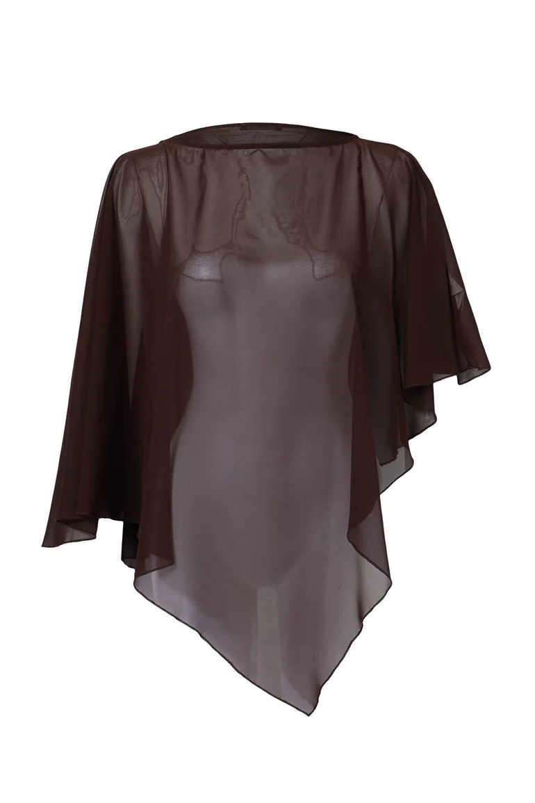 Brown Transparent Chiffon Cape - 2