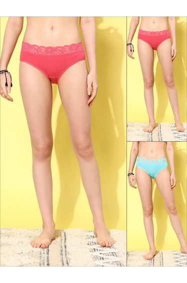 Pack of 2 - Lace Waistband Cotton Briefs