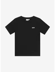 Boys Logo Print T-Shirt in Black - 1