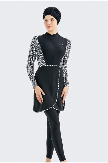 Full Covered Hijab Swimsuit with Skirt and Tights