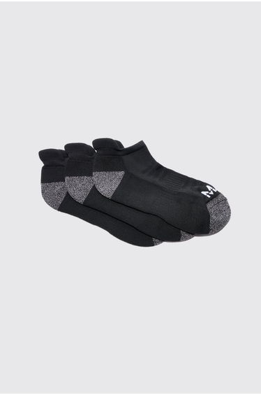 Man Active Cushioned Training Trainer 3 Pack Socks - black