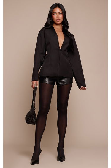 Black Faux Leather Mini Hot Pants