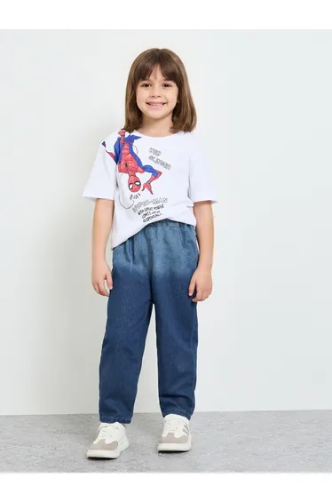 Girls Pull-On Faded Jeans