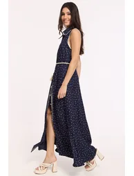 فستان ليكوريش قميص ماكسي منقط على شكل حرف A - 1