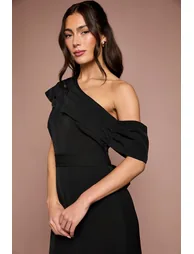 فستان كوست فاشن أسود طول الأرض على شكل حرف A - 3