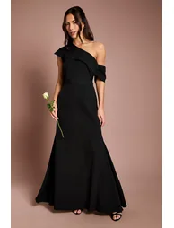 فستان كوست فاشن أسود طول الأرض على شكل حرف A