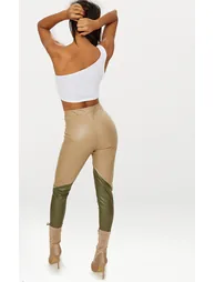 White Basic Jersey One Shoulder Crop Top - 1