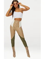 White Basic Jersey One Shoulder Crop Top - 2