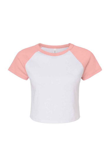 Bella + Canvas Womens/Ladies Raglan Crop T-Shirt - White/Pink