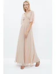 Petite Angel Sleeve Chiffon Maxi Dress