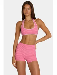 Soft Active Mini Shorts in Pink Stripe - 4