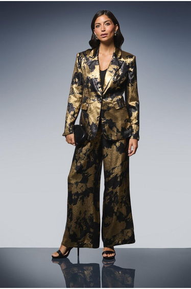 METALLIC FOIL WIDE LEG TROUSER