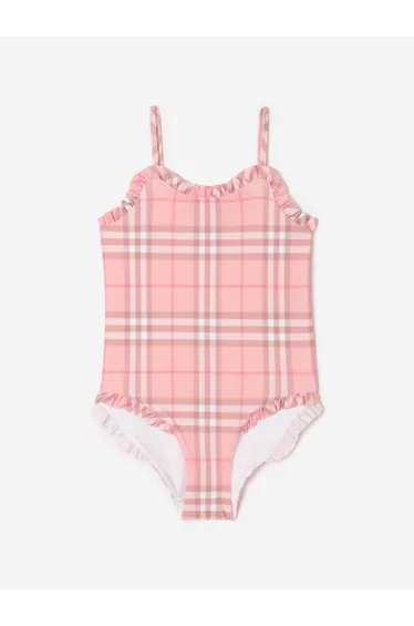 Burberry Girls Immy Check Swimsuit in Pink