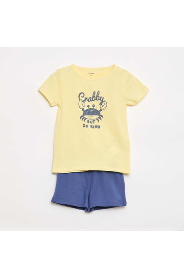 T-shirt and Shorts Pajama Set - 2 Pieces YELLOW