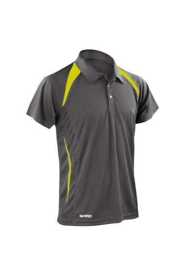 Spiro Mens Team Spirit Polo Shirt - Grey/Lime