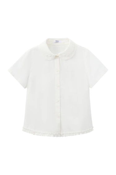 Girls' Ribbed Shirt with Scalloped Collar