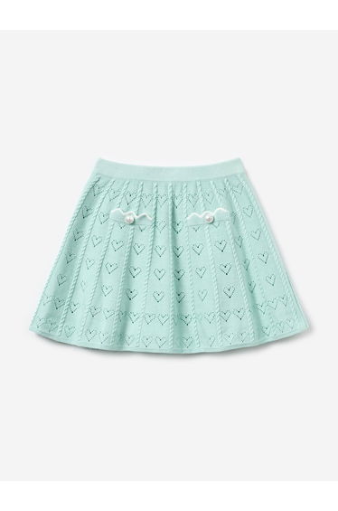 Self Portrait Girls Heart Knit Skirt in Green