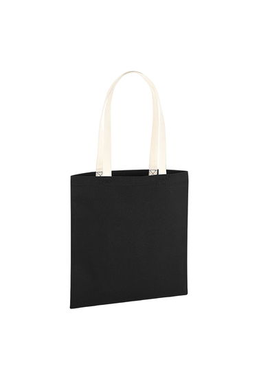 Westford Mill EarthAware Organic Bag For Life Contrast Handle 10L Tote Bag - Black/Natural