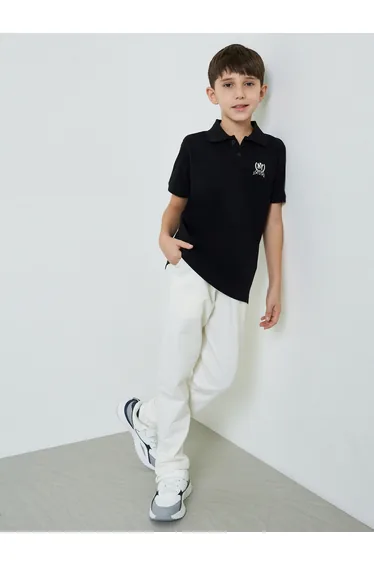 Teen Boys Off White Full Length Drawstring Track Jogger