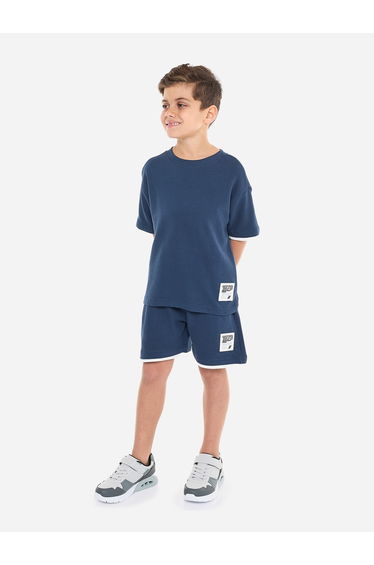 Boys Textured Oversized T-Shirt and Shorts Set