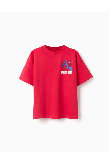 Cotton T-Shirt With Spider-Man Front And Back Prints For Boys, Red