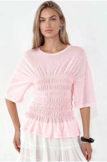 BUSEM Women’s Solid Crepe Frill Blouse