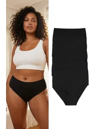 Black 6-Pack Micro Stitch-Free /Non-Marking L Laser Cut High Waist Hipster Knitted Panties