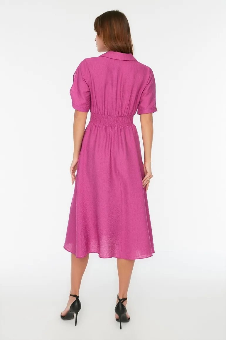 Purple A-Line Midi Skater Dress - 4