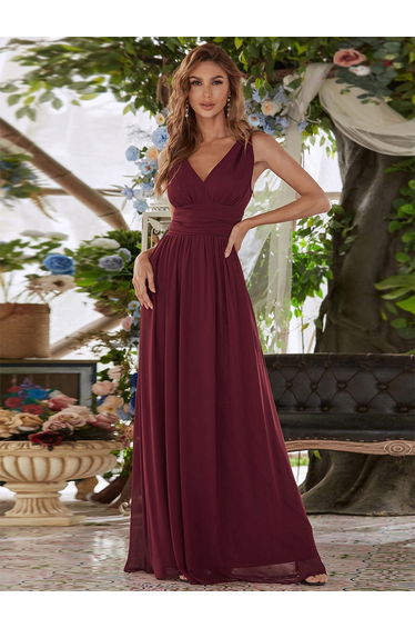 ever HUSH|Chiffon Empire Waist Sleeveless Pleated Bridesmaid Dress