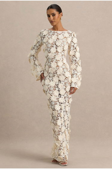 Viper | Cream Lace Long-Sleeve Maxi Dress