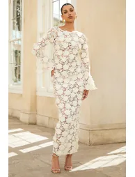 Viper | Cream Lace Long-Sleeve Maxi Dress