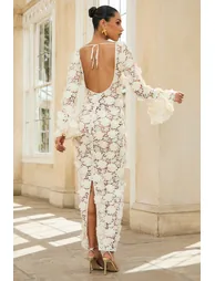 Viper | Cream Lace Long-Sleeve Maxi Dress - 5