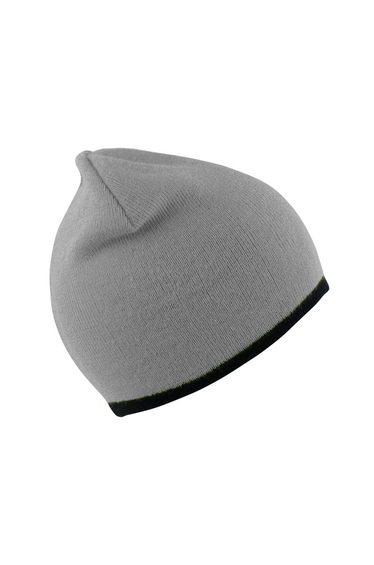 Result Unisex Reversible Fashion Fit Winter Beanie Hat - Grey/Black