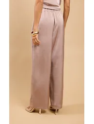Saphine Mink Satin Wide Leg Trousers - 1